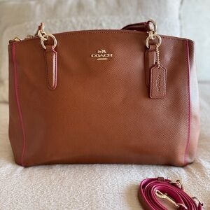 New Coach Bag - Brown with pink trim